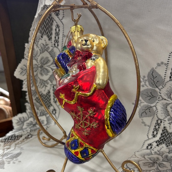 Vintage Blown Glass Christmas Ornament stocking full of presents - Picture 1 of 4